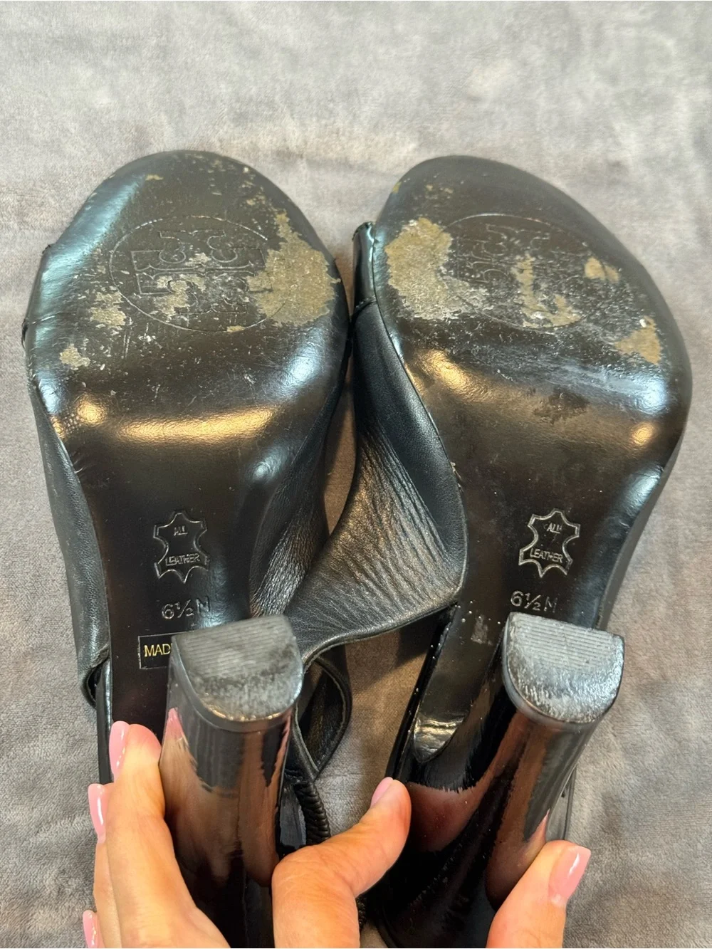 Tory Burch Black Patent Leather Slingback Pumps – Women's Size 6.5 – Pre-Owned